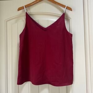 Trina Turk Burgundy Satin Stella Top Rhinestone Straps Holiday Christmas Size M